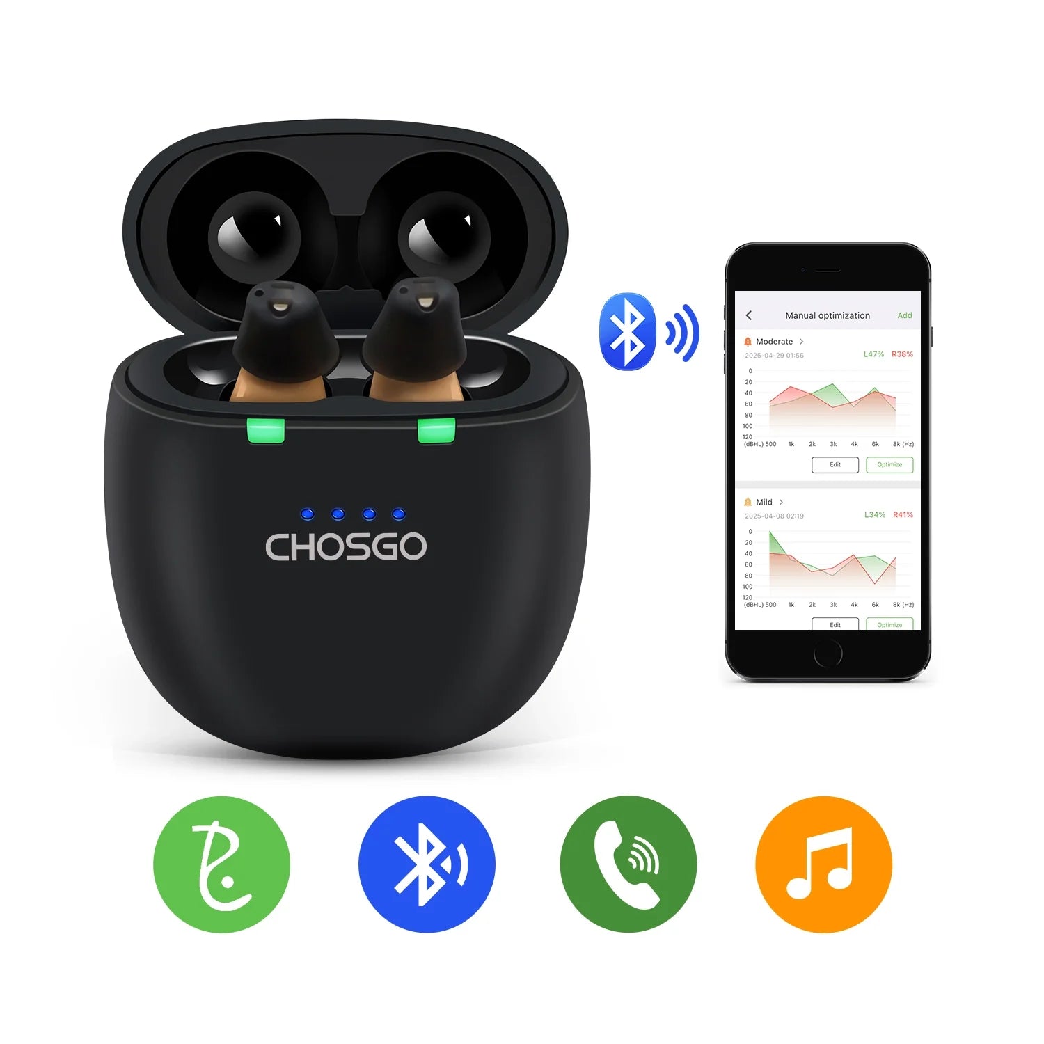 SmartU Bluetooth Hearing Aids for Seniors | AI Noise Reduction, App Self-Fit – CHOSGO