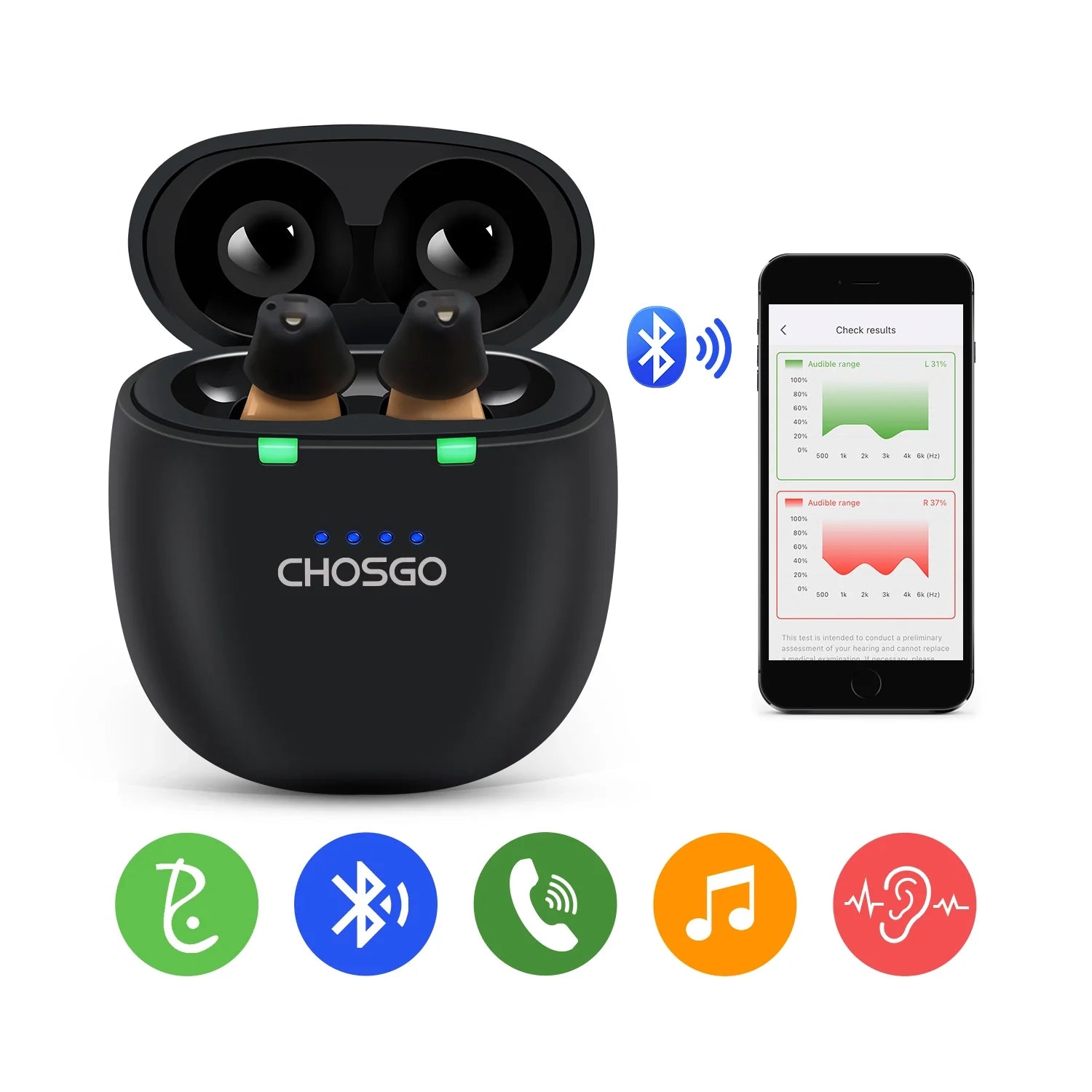 SmartU Bluetooth Hearing Aids for Seniors | AI Noise Reduction, App Self-Fit – CHOSGO