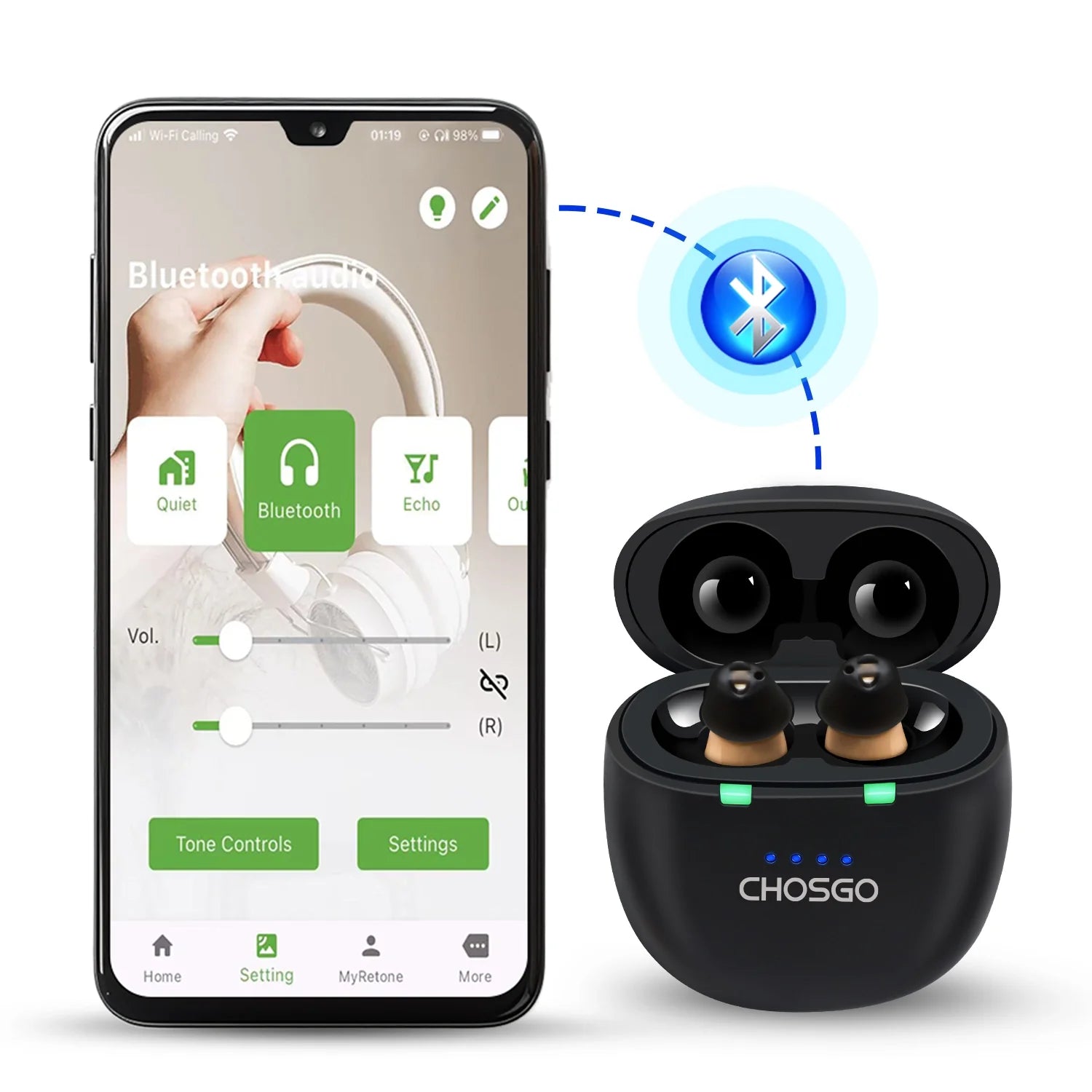 SmartU Bluetooth Hearing Aids for Seniors | AI Noise Reduction, App Self-Fit – CHOSGO